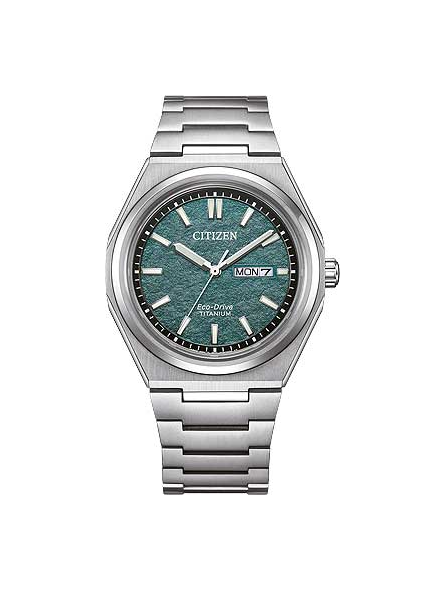 Citizen - Montre Super Titanium Day Date vert titane - Ref AW0130-85XE