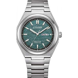 Citizen - Montre Super Titanium Day Date vert titane - Ref AW0130-85XE