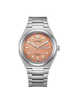 Citizen - Montre Super Titanium Day Date orange titane - Ref AW0130-85ZE