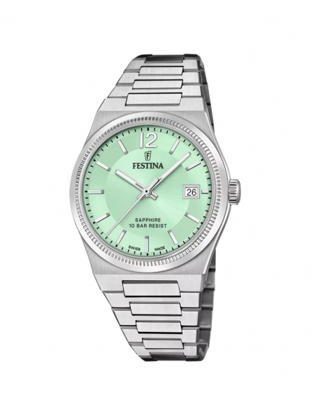Festina - Montre Swiss Made vert acier gris - Ref F20035/3