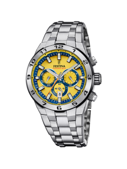 Festina - Montre Chrono Bike jaune acier gris - Ref F20670/4
