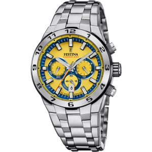 Festina - Montre Chrono Bike jaune acier gris - Ref F20670/4