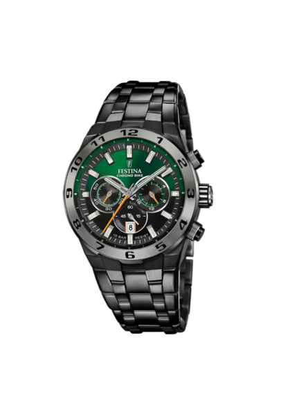 Festina - Montre Chrono Bike noir vert acier PVD - Ref F20673/2