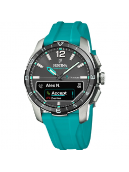 Festina - Montre Connected D gris et bracelet en silicone bleu - Ref F23000/5