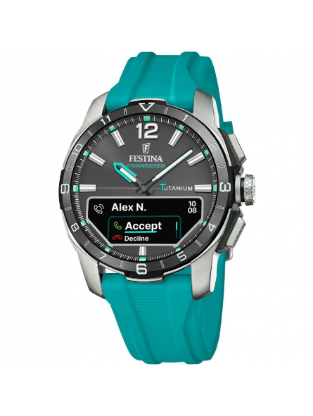 Festina - Montre Connected D gris et bracelet en silicone bleu - Ref F23000/5
