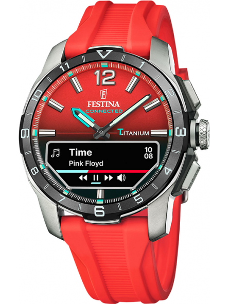 Festina - Montre Connected D rouge et bracelet en silicone - Ref F23000/6