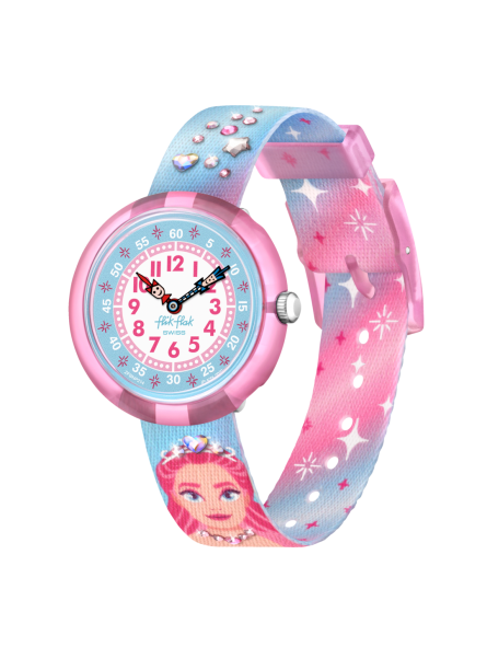 FlikFlak - Montre Sparkle Kingdom rose bleu et bracelet en textile - Ref FBNP214