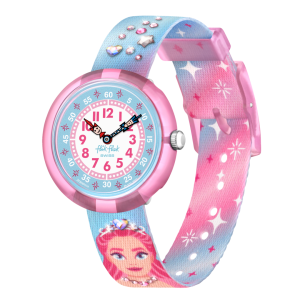 FlikFlak - Montre Sparkle Kingdom rose bleu et bracelet en textile - Ref FBNP214