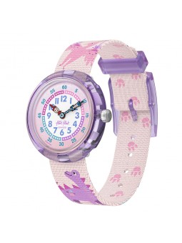 FlikFlak - Montre Time to Discover Dinology rose et bracelet en textile - Ref FBNP230