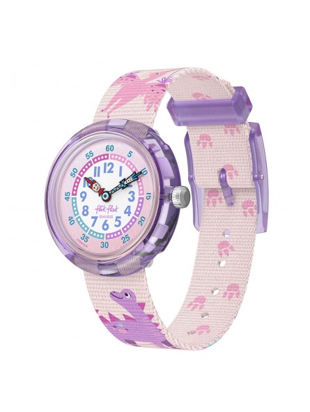 FlikFlak - Montre Time to Discover Dinology rose et bracelet en textile - Ref FBNP230