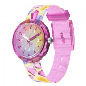 FlikFlak - Montre Time to Discover Sparkling Gemstones multicolore et bracelet en textile - Ref FPNP155