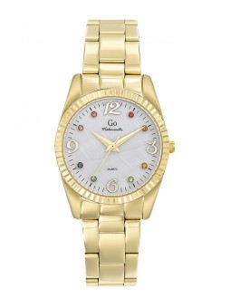 Girl Only - Montre blanc nacre acier doré avec cristaux - Ref 695583
