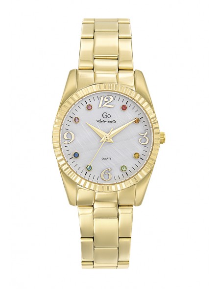 Girl Only - Montre blanc nacre acier doré avec cristaux - Ref 695583