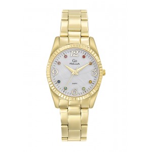 Girl Only - Montre blanc nacre acier doré avec cristaux - Ref 695583