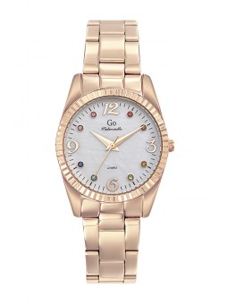 Girl Only - Montre blanc nacre acier doré rose avec cristaux - Ref 695584