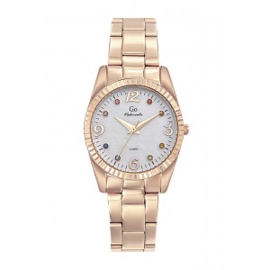 Girl Only - Montre blanc nacre acier doré rose avec cristaux - Ref 695584