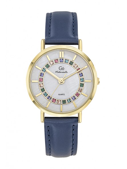 Girl Only - Montre blanc nacre acier doré avec bracelet en cuir - Ref 699582