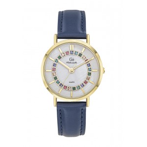 Girl Only - Montre blanc nacre acier doré avec bracelet en cuir - Ref 699582