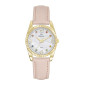 Girl Only - Montre gris acier doré et bracelet cuir rose avec cristaux - Ref 699591