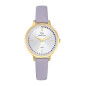 Girl Only - Montre gris acier doré et bracelet cuir violet avec strass blanc et violet - Ref 699500