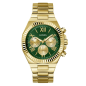 Guess - Montre Equity vert chronographe acier doré - Ref GW0703G2