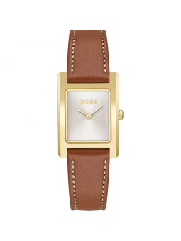 Hugo Boss - Montre Lucy acier doré et bracelet cuir marron - Ref 1502741