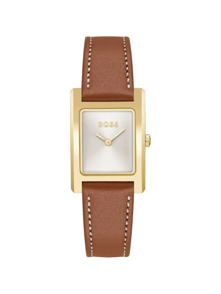 Hugo Boss - Montre Lucy acier doré et bracelet cuir marron - Ref 1502741