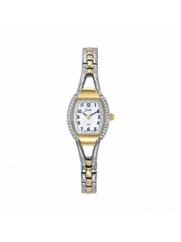Joalia - Montre blanc et bracelet acier bicolore et strass - Ref 634081