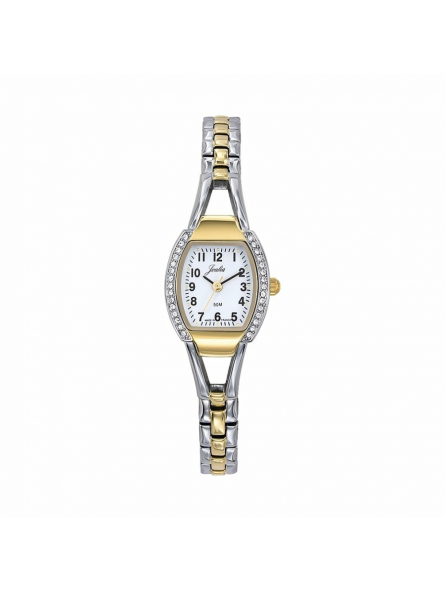 Joalia - Montre blanc et bracelet acier bicolore et strass - Ref 634081