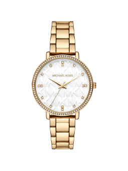 Michael Kors - Montre Pyper blanc et bracelet en acier doré - Ref MK4666