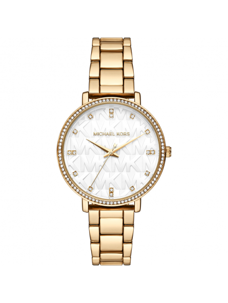 Michael Kors - Montre Pyper blanc et bracelet en acier doré - Ref MK4666