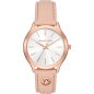 Michael Kors - Montre Slim runway blanc et bracelet en cuir rose - Ref MK7467