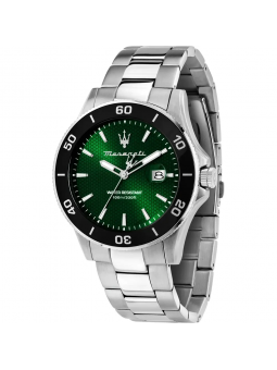 Maserati - Montre Competizione cadran soleillée vert et bracelet en acier gris - Ref R8853100038