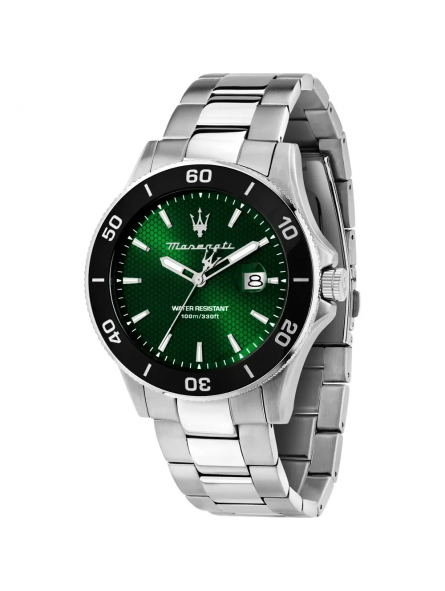 Maserati - Montre Competizione cadran soleillée vert et bracelet en acier gris - Ref R8853100038