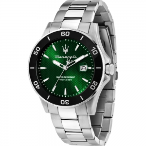 Maserati - Montre Competizione cadran soleillée vert et bracelet en acier gris - Ref R8853100038