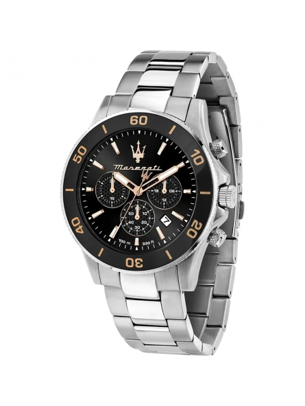 Maserati - Montre Competizione noir et bracelet en acier gris  - Ref R8873600003