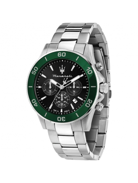 Maserati - Montre Competizione vert et noir et bracelet en acier gris  - Ref R8873600008