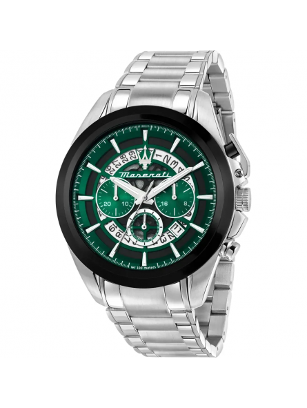 Maserati - Montre Traguardo vert et bracelet en acier gris - Ref R8873612060