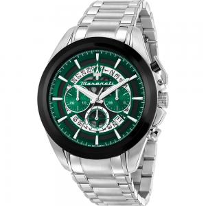 Maserati - Montre Traguardo vert et bracelet en acier gris - Ref R8873612060