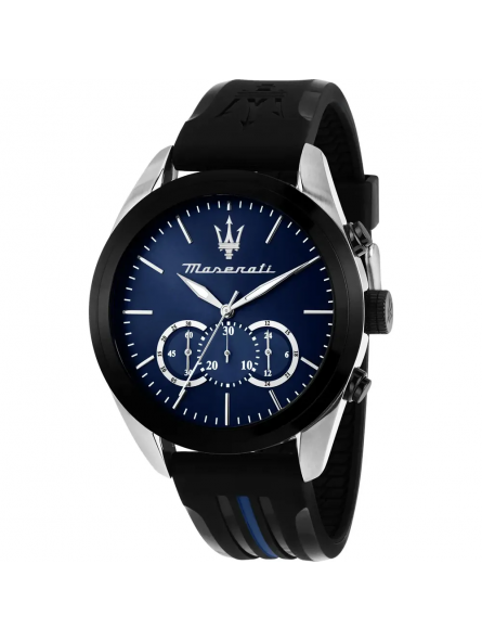 Maserati - Montre Traguardo bleu et bracelet en silicone noir  - Ref R8871612044
