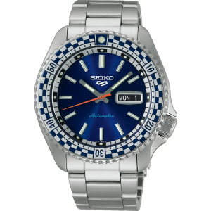 Seiko - Montre 5 sports bleu et bracelet en acier gris - Ref SRPK65K1