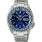 Seiko - Montre 5 sports bleu et bracelet en acier gris - Ref SRPK65K1