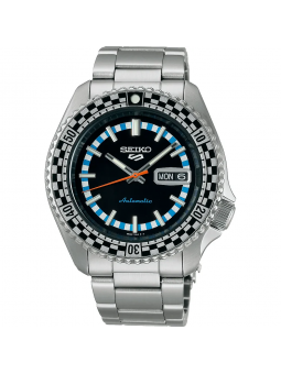 Seiko - Montre 5 Sports noir et bracelet en acier gris - Ref SRPK67K1
