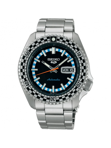 Seiko - Montre 5 Sports noir et bracelet en acier gris - Ref SRPK67K1