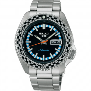 Seiko - Montre 5 Sports noir et bracelet en acier gris - Ref SRPK67K1