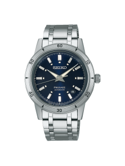 Seiko - Montre Presage bleu et bracelet en acier gris  - Ref SRPL07J1