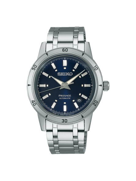 Seiko - Montre Presage bleu et bracelet en acier gris  - Ref SRPL07J1