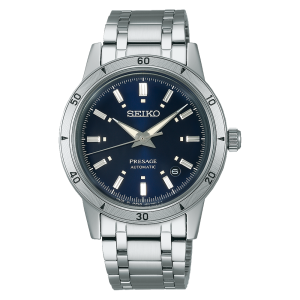 Seiko - Montre Presage bleu et bracelet en acier gris  - Ref SRPL07J1