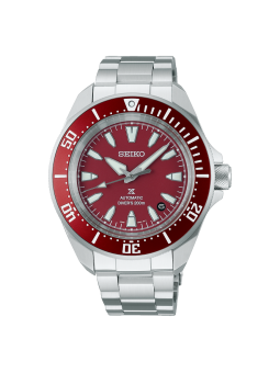 Seiko - Montre Prospex samuraï rouge et bracelet en acier gris  - Ref SRPL11K1
