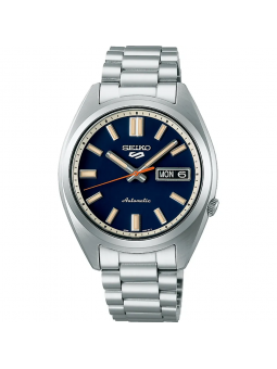 Seiko - Montre 5 bleu et bracelet en acier gris  - Ref SRPK87K1